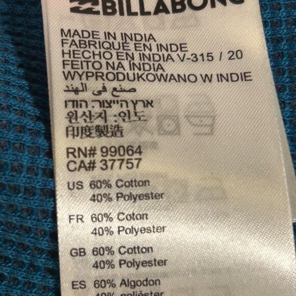 NEW Billabong Men's Size XL Thermal Pullover Waffle Knit Hoodie NWT - Picture 10 of 13